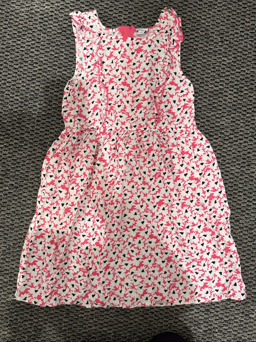 Tommy Hilfiger Pink and White Floral Ruffle Sundress